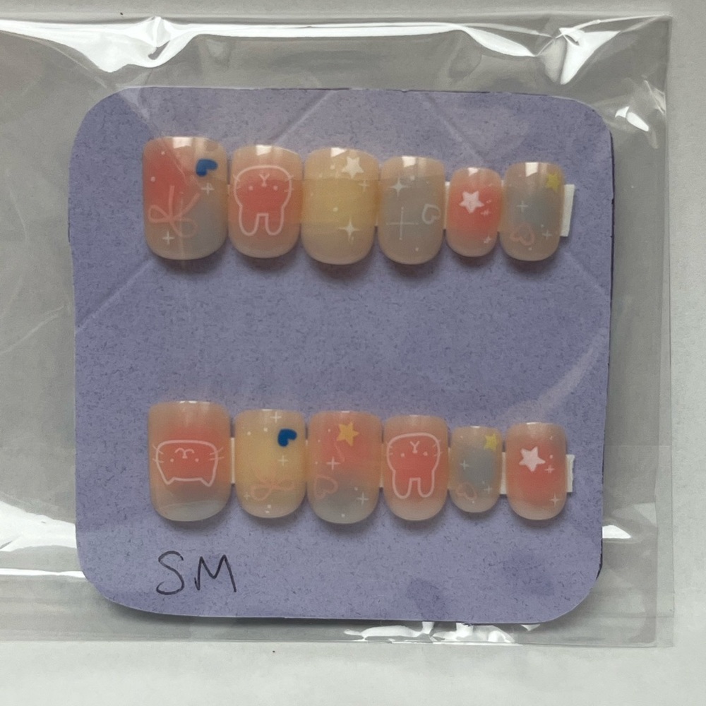 Press on nails Cute Pastel bunnies Short Small (5 for $20)